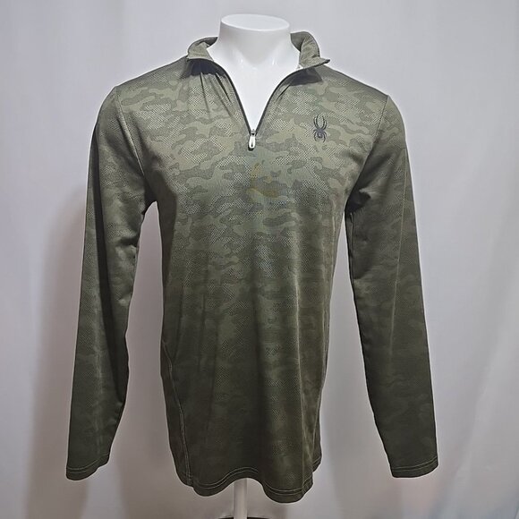 Spyder Active Pro WEB 1/4 Zip Mens Approximate Medium Green Camo Mesh - Picture 2 of 9